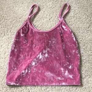 Pink velvet crop top